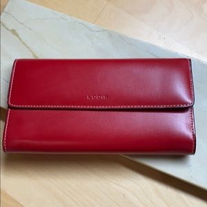 New Lodis Red Double Flap Leather Wallet
